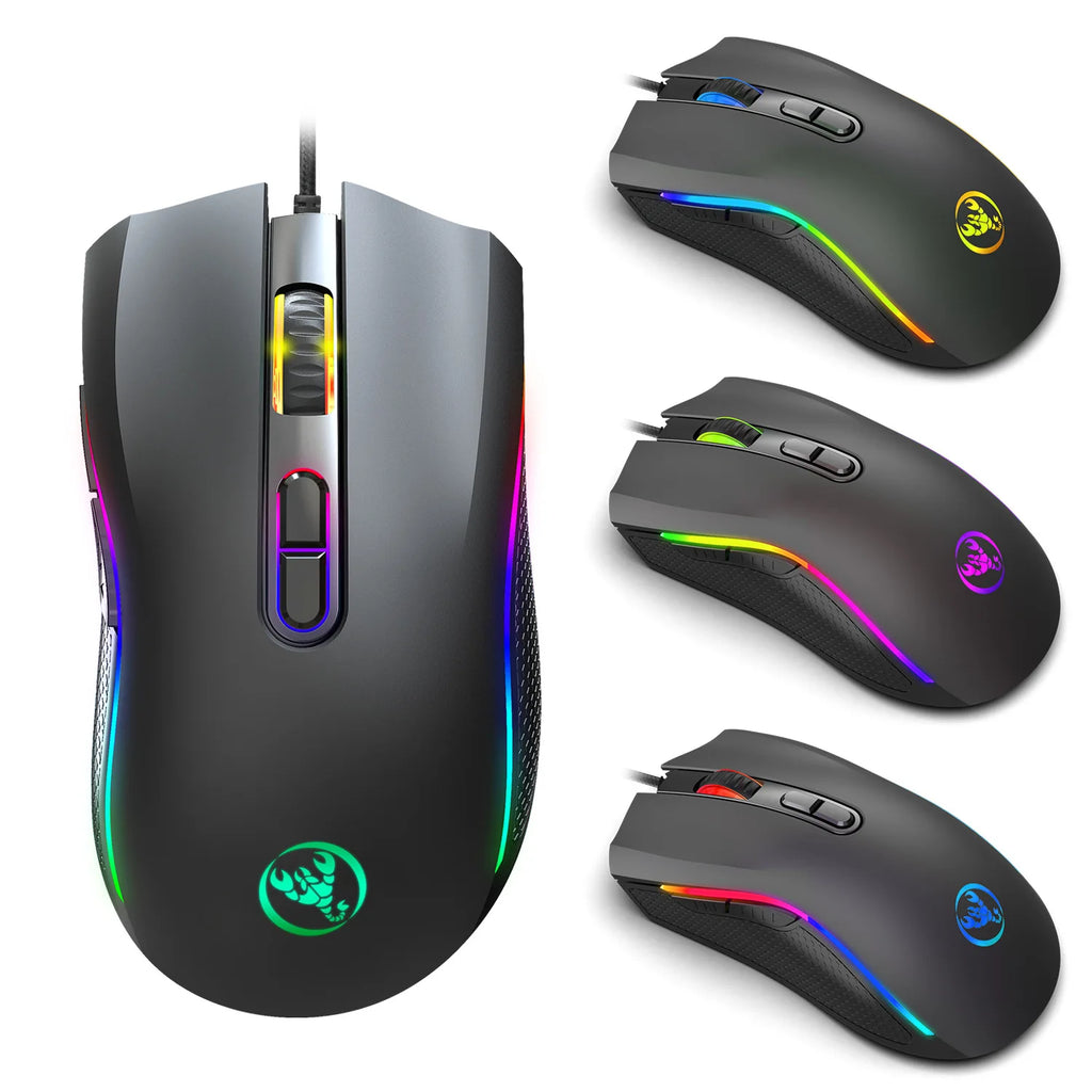 New Macro Programming RGB 7200DPI Luminous Game Mouse Electric Race Cable Mouse 6 Dpi File Adjustable Gaming Mouse