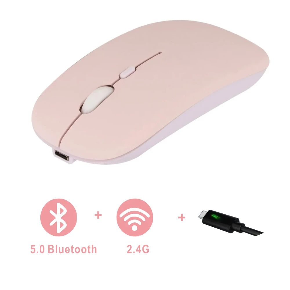 Rechargeable Bluetooth Mouse Wireless Dual Mode 5.2 Silent Computer Gaming Ergonomic Mouse 2.4 USB for PC Laptops
