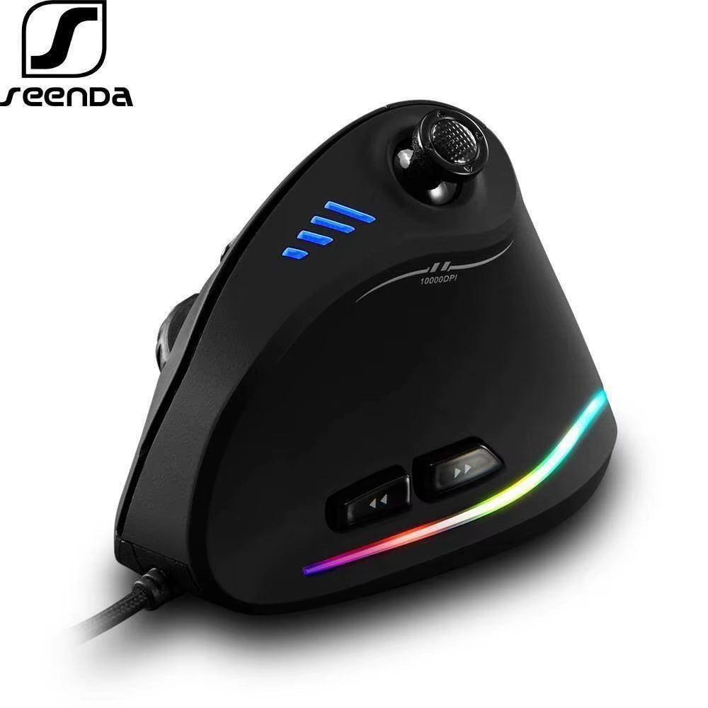 Vertical Gaming Mouse Wired RGB Ergonomic Mouse USB Joystick Programmable Gaming Mice for PC Computer Gamers