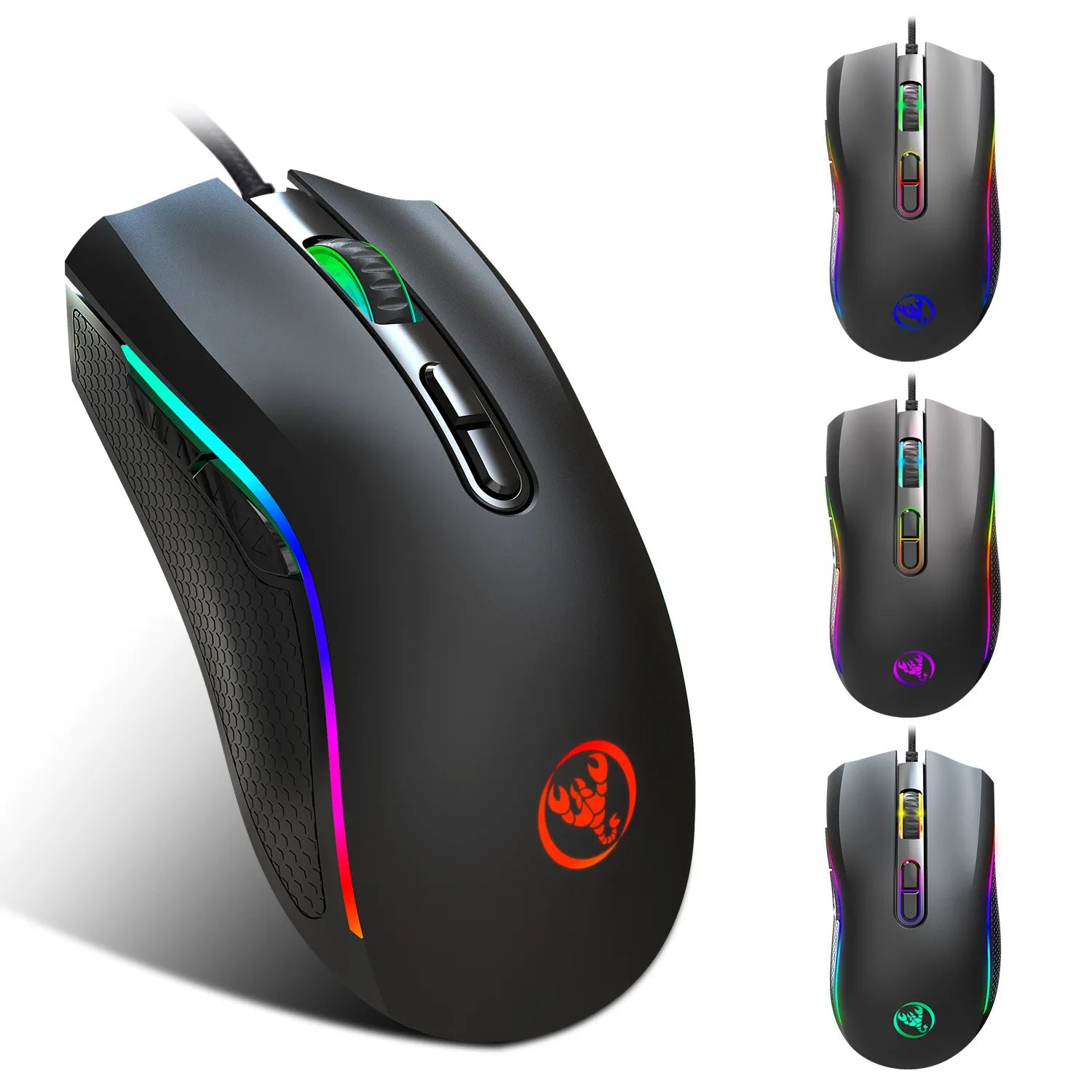 New Macro Programming RGB 7200DPI Luminous Game Mouse Electric Race Cable Mouse 6 Dpi File Adjustable Gaming Mouse