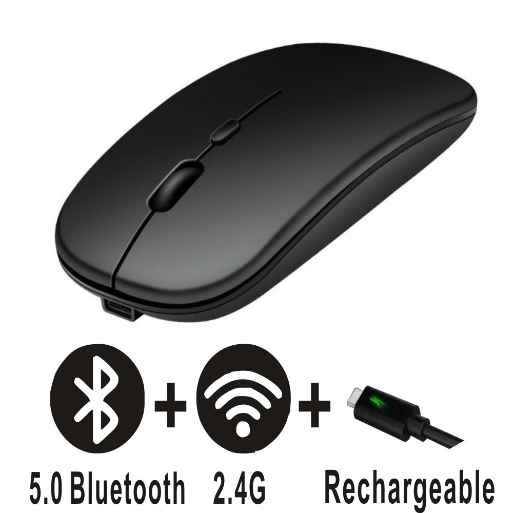 Rechargeable Bluetooth Mouse Wireless Dual Mode 5.2 Silent Computer Gaming Ergonomic Mouse 2.4 USB for PC Laptops