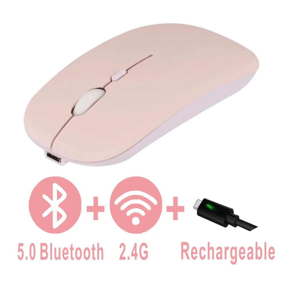 Rechargeable Bluetooth Mouse Wireless Dual Mode 5.2 Silent Computer Gaming Ergonomic Mouse 2.4 USB for PC Laptops