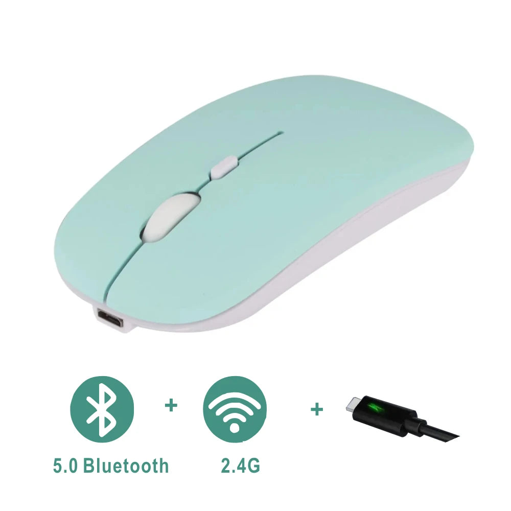 Rechargeable Bluetooth Mouse Wireless Dual Mode 5.2 Silent Computer Gaming Ergonomic Mouse 2.4 USB for PC Laptops