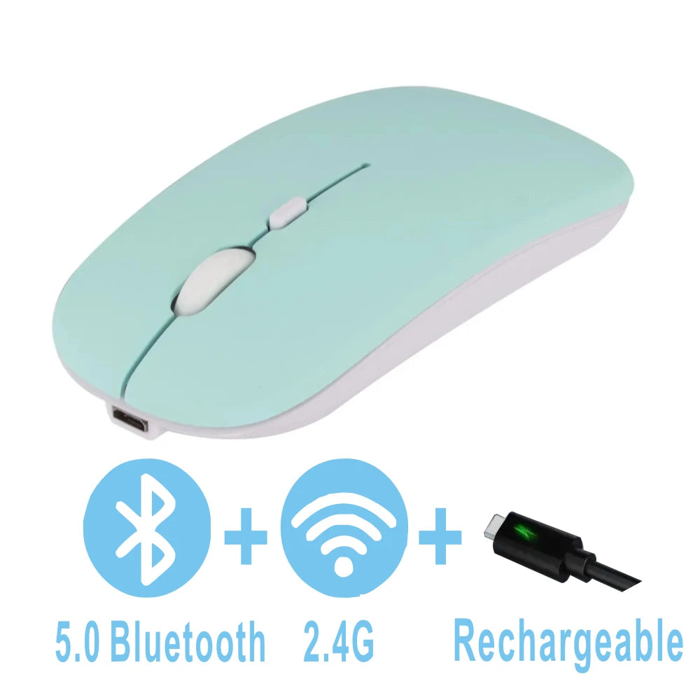 Rechargeable Bluetooth Mouse Wireless Dual Mode 5.2 Silent Computer Gaming Ergonomic Mouse 2.4 USB for PC Laptops