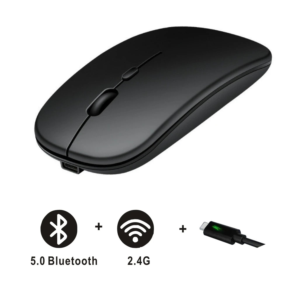 Rechargeable Bluetooth Mouse Wireless Dual Mode 5.2 Silent Computer Gaming Ergonomic Mouse 2.4 USB for PC Laptops